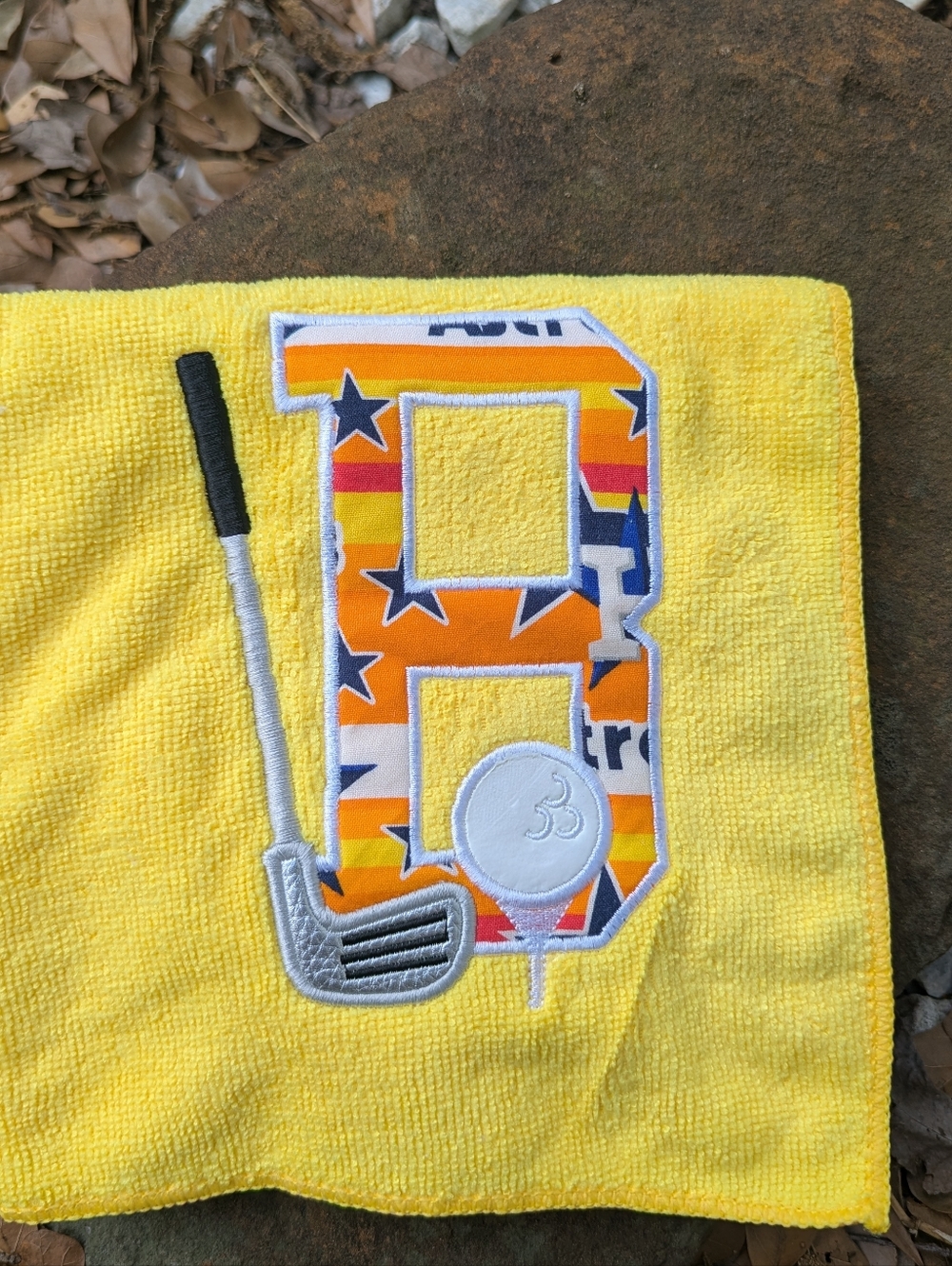 B initial Astros Golf Towel embroidered Golfer dad gift